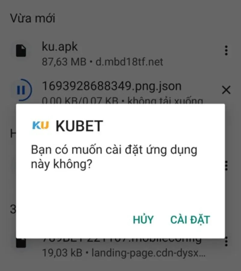 cài đặt Kubet app